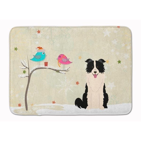 Christmas Border Collie Black and White Machine Washable Memory Foam Mat, Carolines Treasures, Mfr#: BB2590RUG